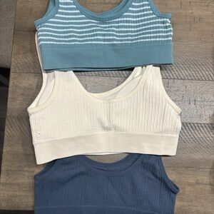 Lucky Brand Blue and Cream Sports Bras